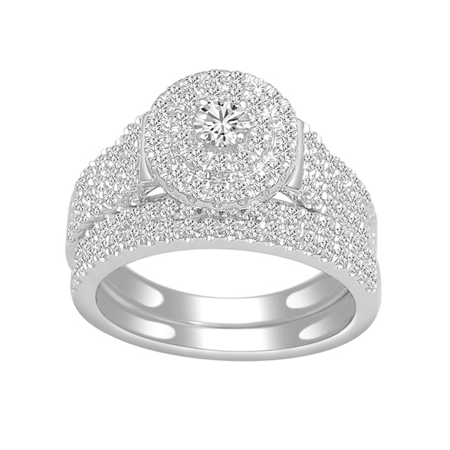 14K White Gold Diamond Ladies Bridal Ring With 0.99Ct Round Diamonds