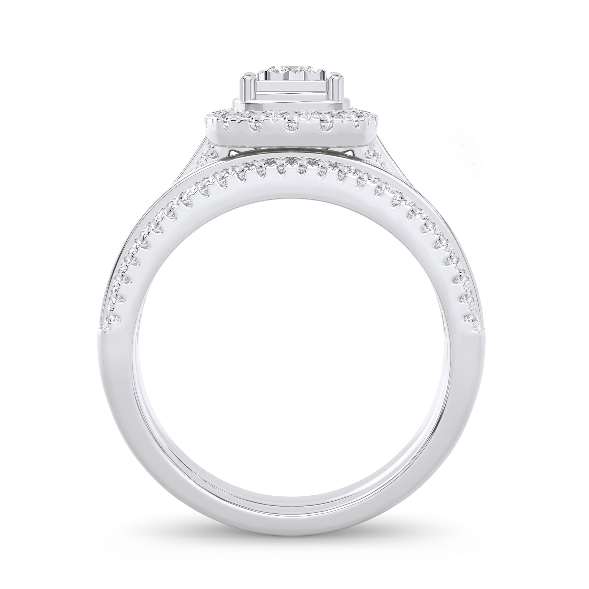 14K White Gold Magnifcnet 0.64Ct Diamond Bridal Ring