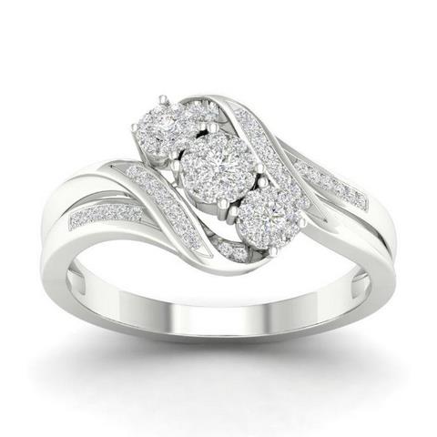 14K White 0.25Ct D-Ladies Rings