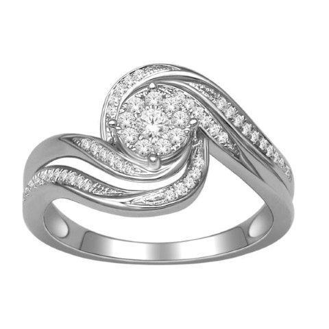 14K White White Gold Ladies Ring With 0.25 Ct Round Diamonds
