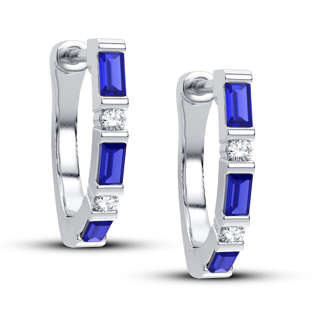 14K White Gold Gorgeous 0.04Ct Diamond Sapp Earring