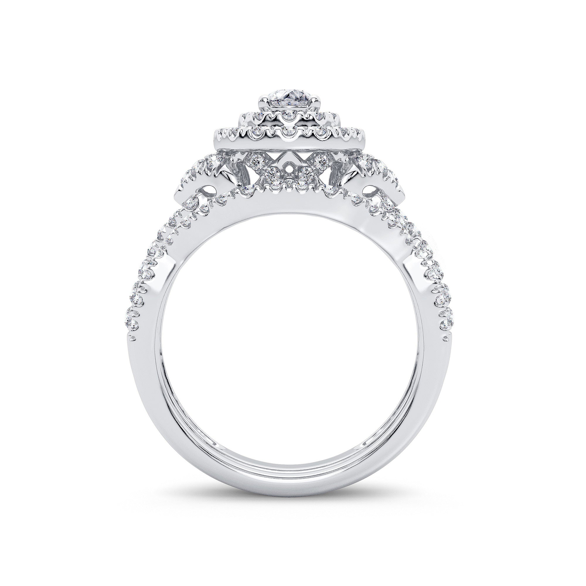 14K White Gold Exquisite 1.82Ct Diamond Bridal Ring