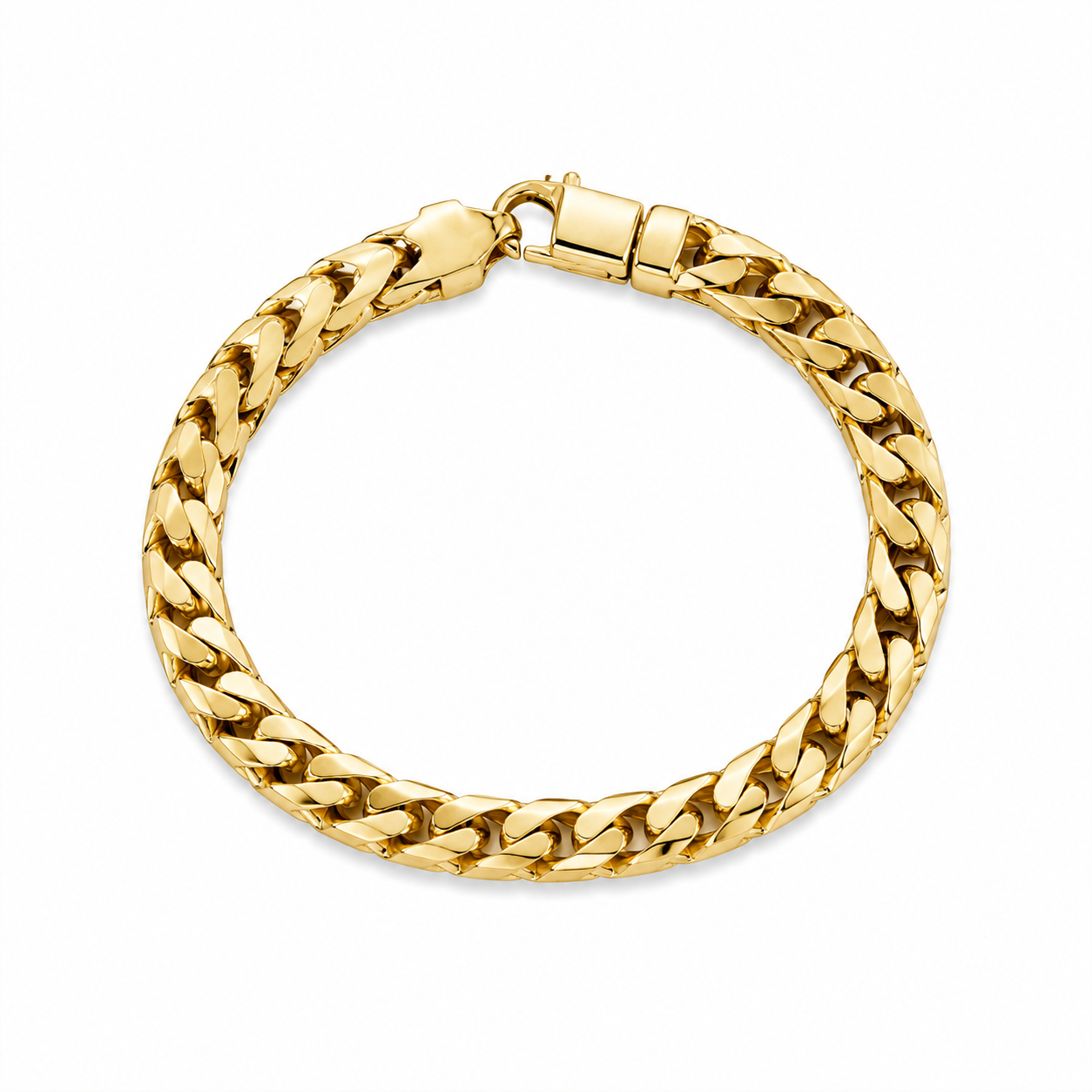 10KT Solid Yellow Gold 7.5 MM Franco Link Bracelet