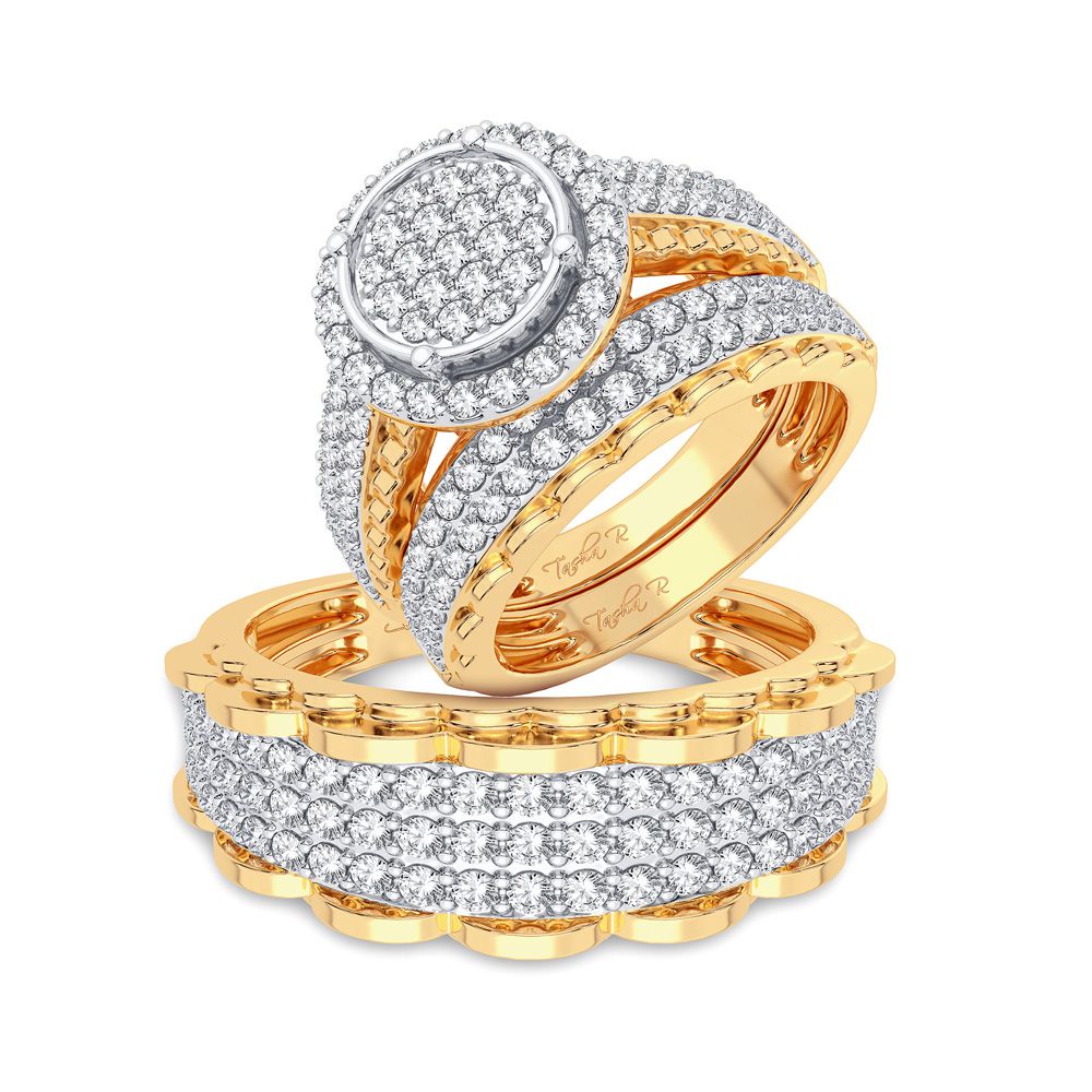 14K Yellow Gold Elegant 2.00Ct Diamond Trio Set