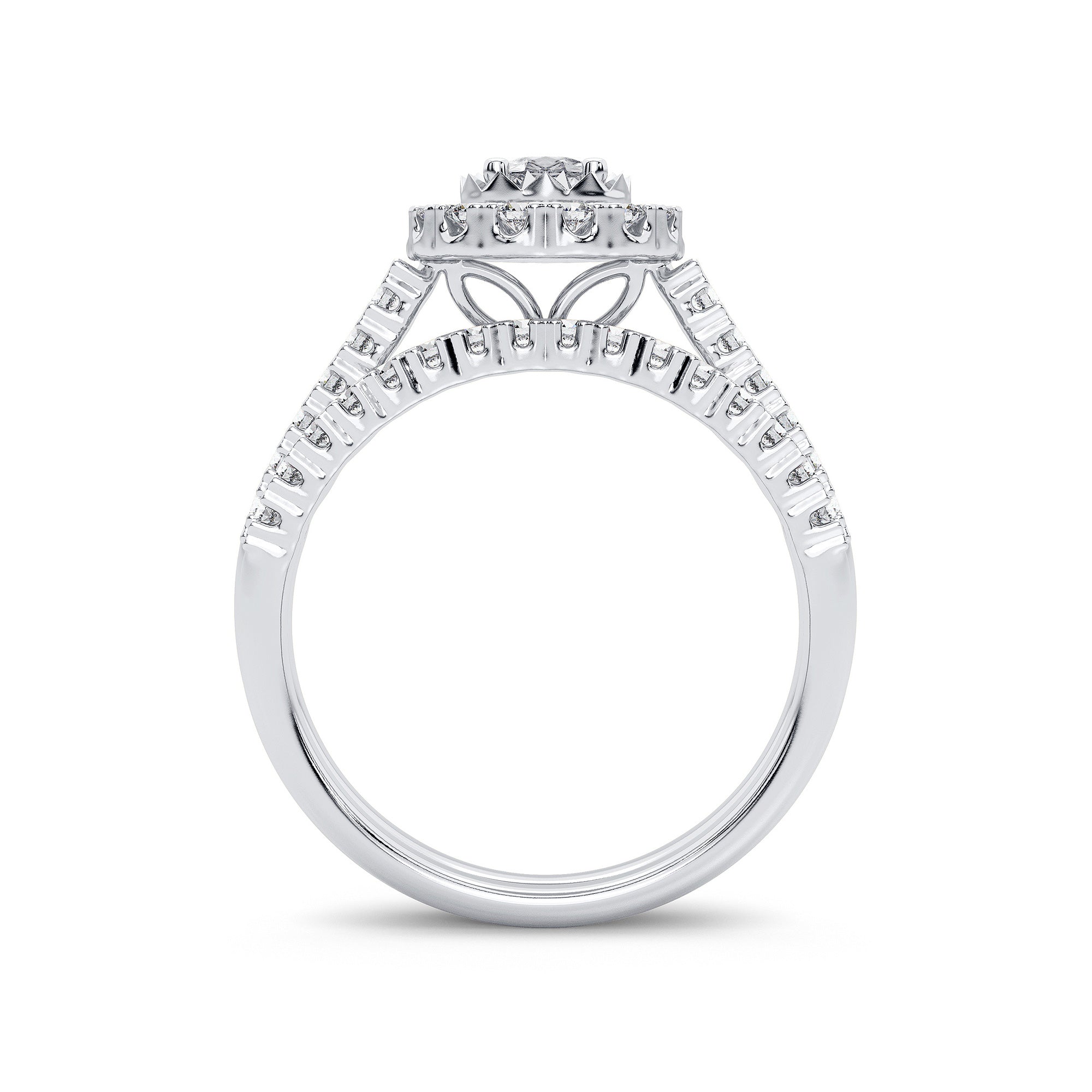 14K White Gold Exquisite 1.05Ct Diamond Bridal Ring