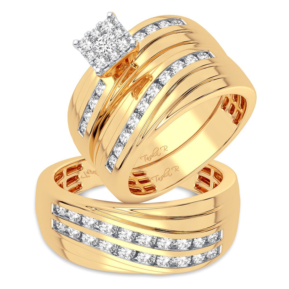 14K Yellow Gold Elegant 1.13Ct Diamond Trio Set