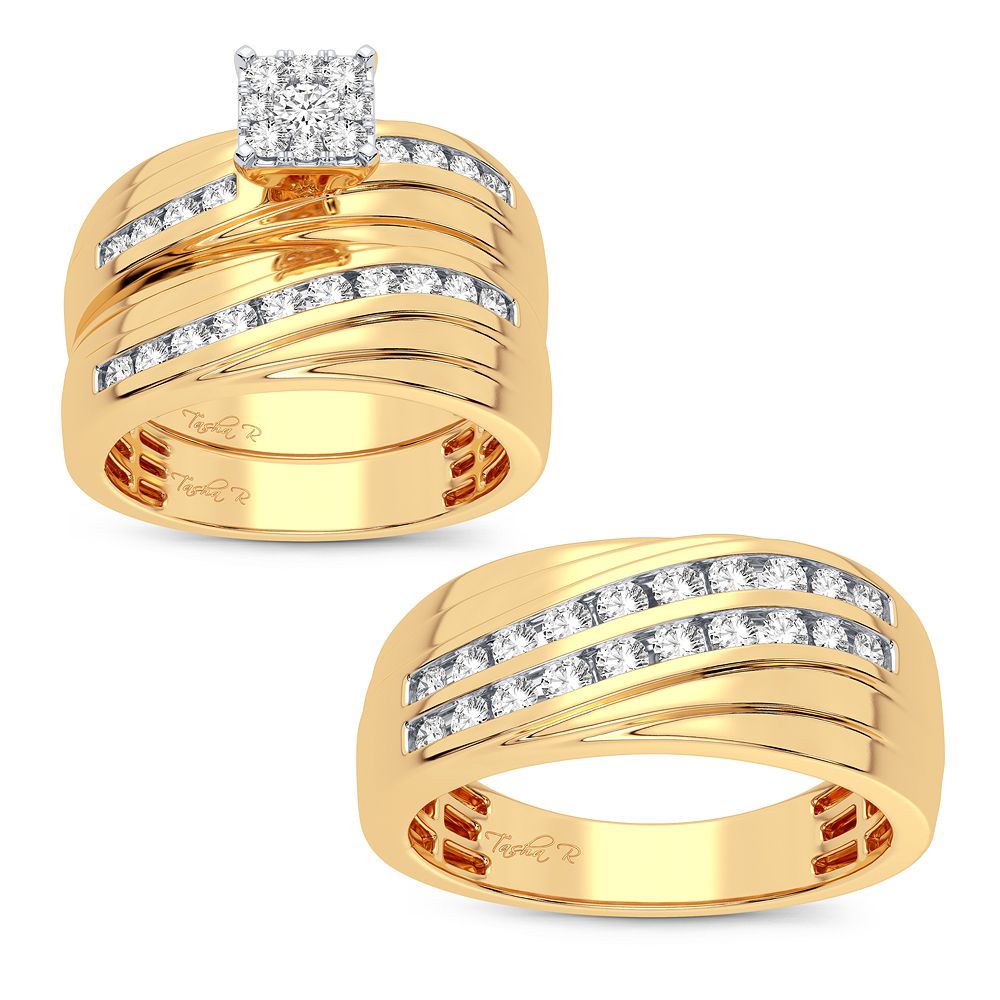 14K Yellow Gold Elegant 1.13Ct Diamond Trio Set