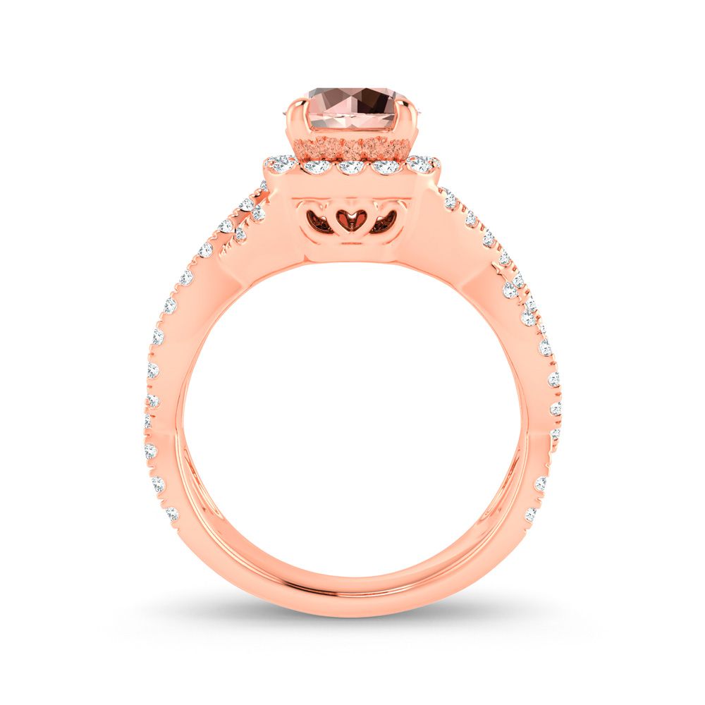 14K Rose Gold 0.62Ct Diamond Morganite Ring