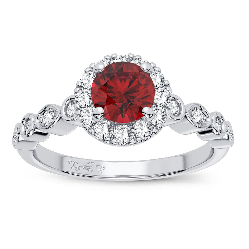 14K White Gold Beautiful 0.25Ct Diamond Ruby Ring