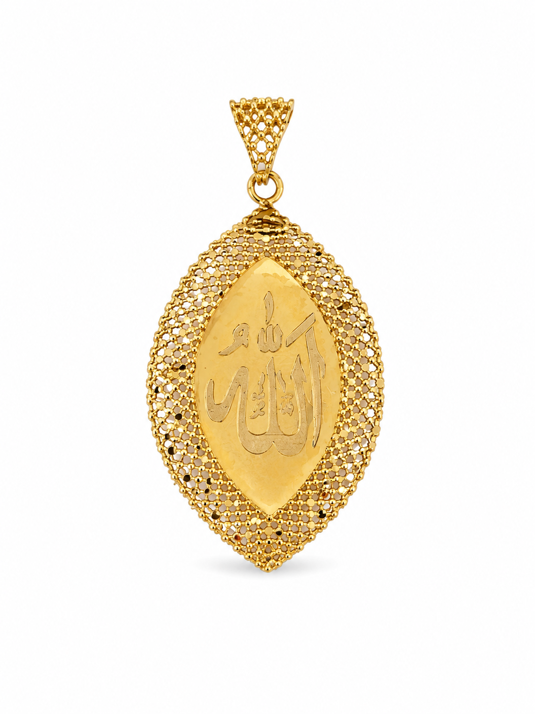 22KT Solid Yellow Gold Allah Calligraphy Pendant [A3B4]