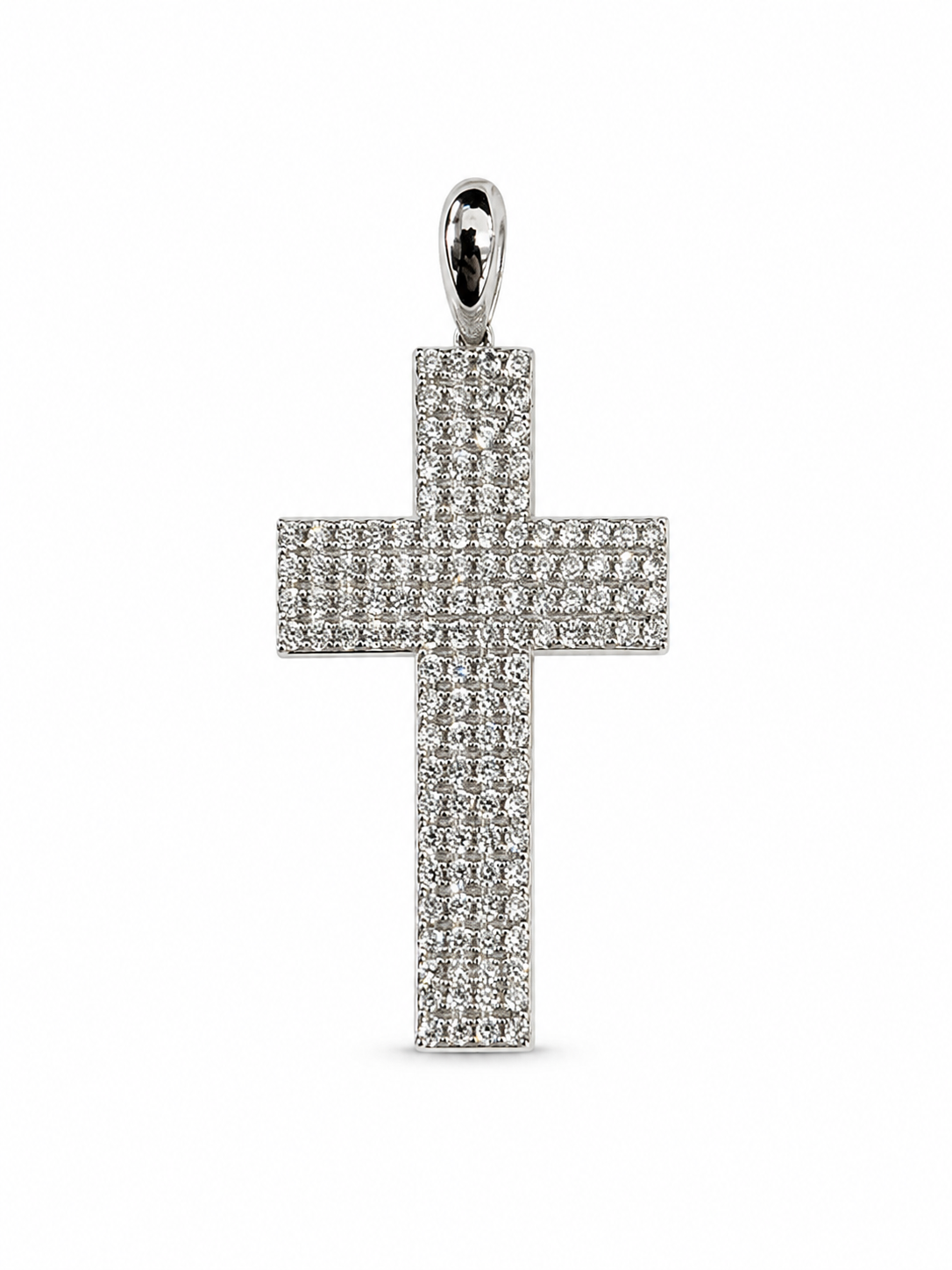 18KT White Gold Cross Cubic Zirconium Pendant [A3B5]