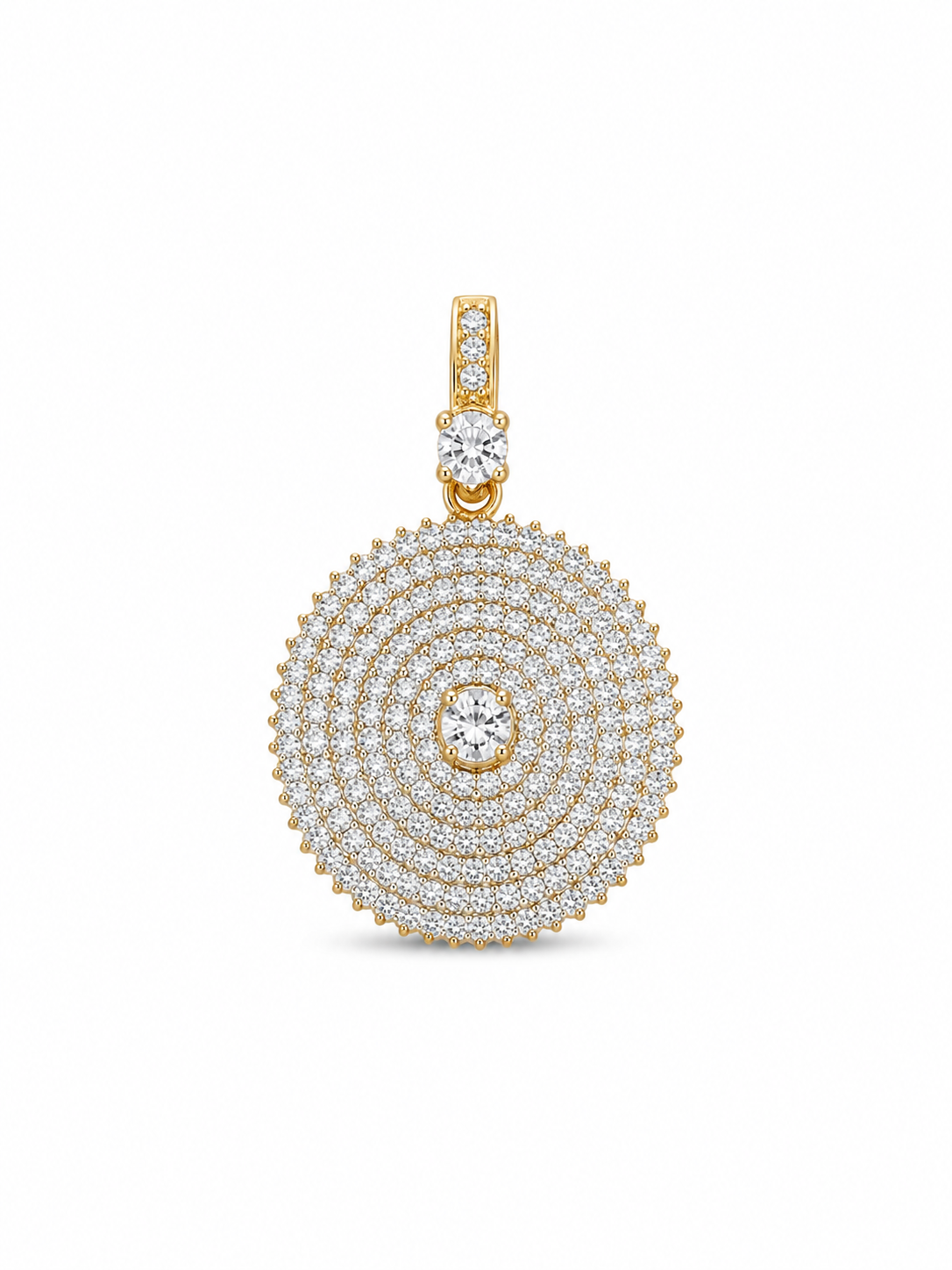 22KT Yellow Gold Circle Cubic ZIrconium Pendant [A5B2]