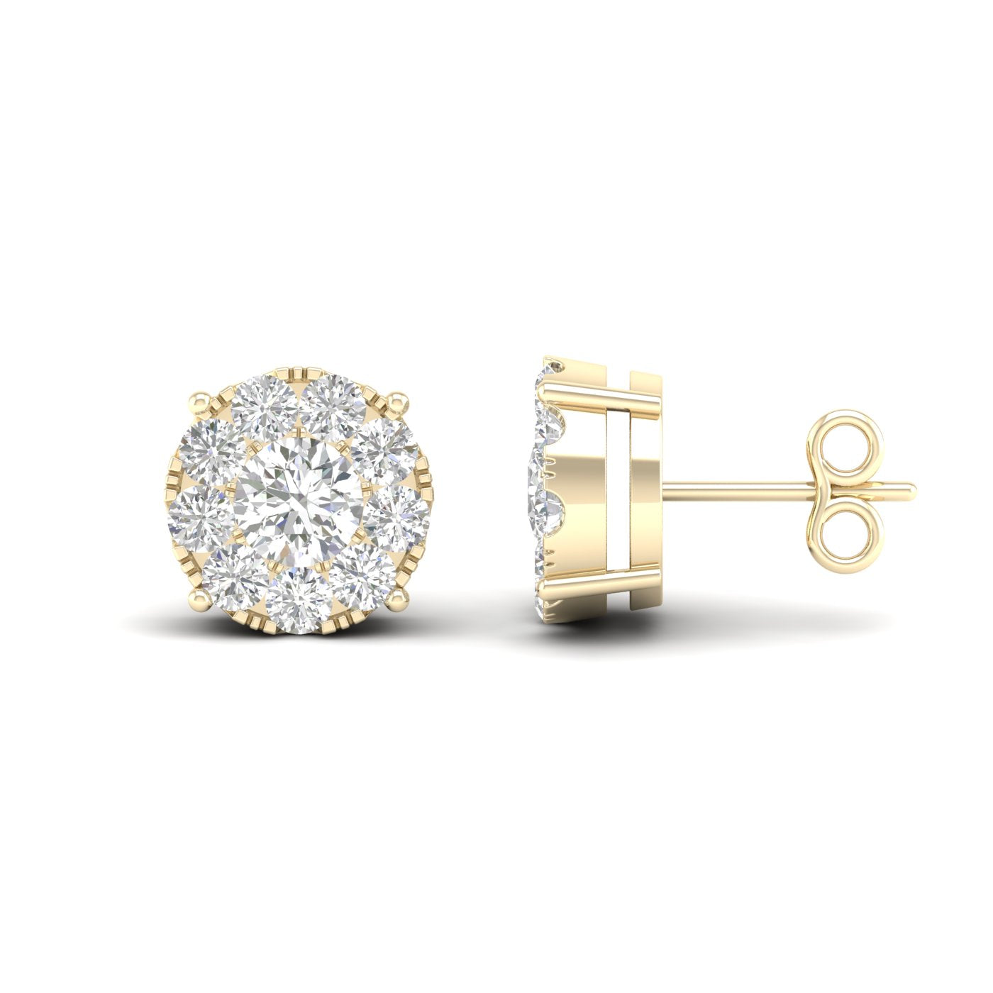 14K Yellow Yellow Gold Earring With 0.50 Ct Round Diamonds