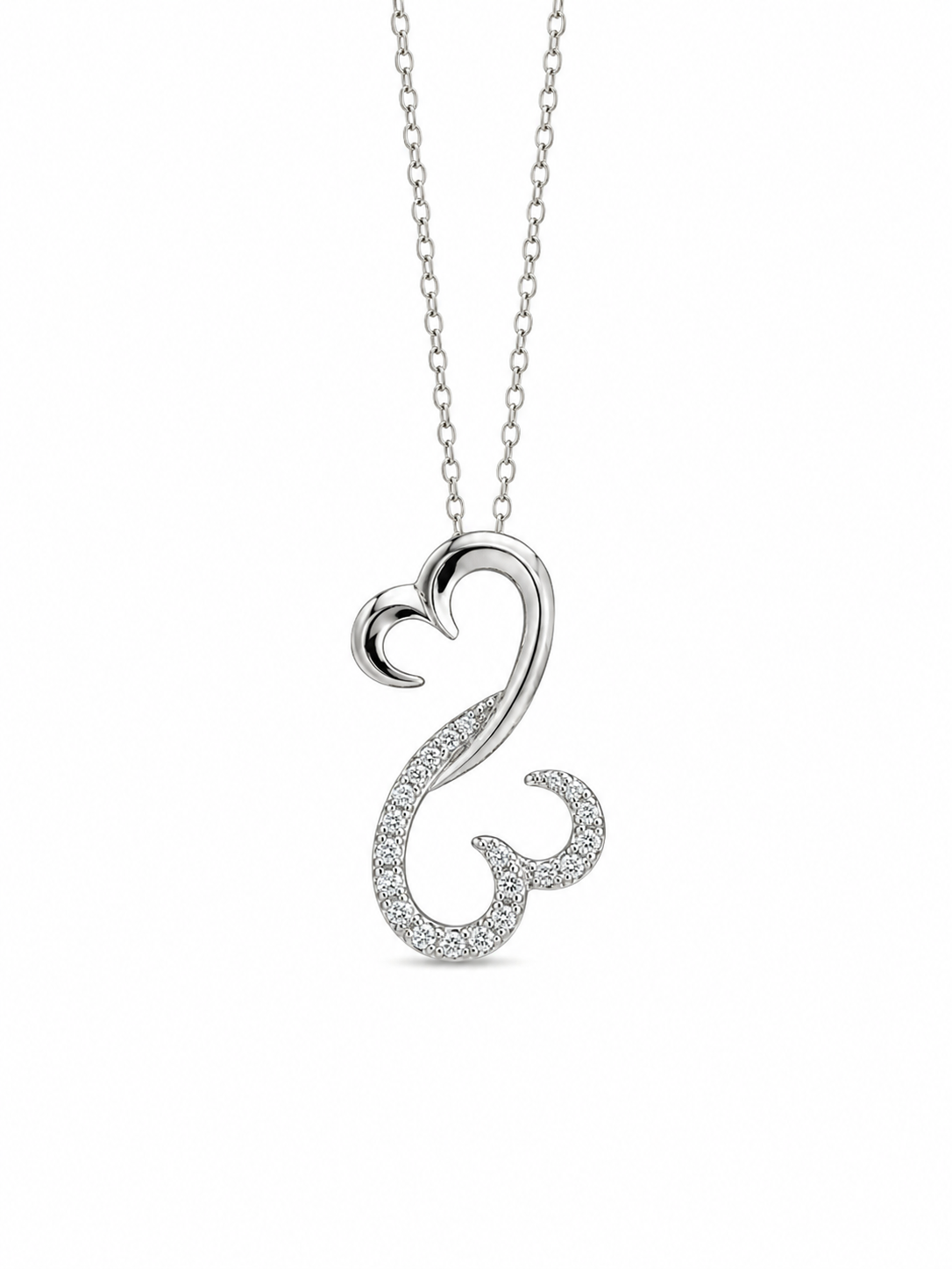 Sterling Silver 925 Cubic Zirconium Open Hearts Necklace