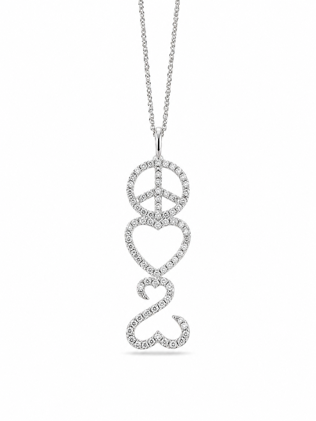 Sterling Silver 3 Vertical Charm Pave Style Cubic Zirconium Necklace