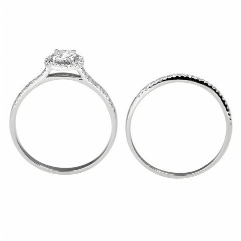 14K White Gold Ladies Diamond Bridal Ring Set With 0.33Ct Round Diamonds