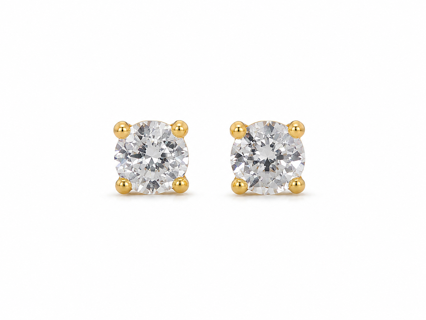 Sterling Silver Yellow Cubic Zirconium Studs Earrings