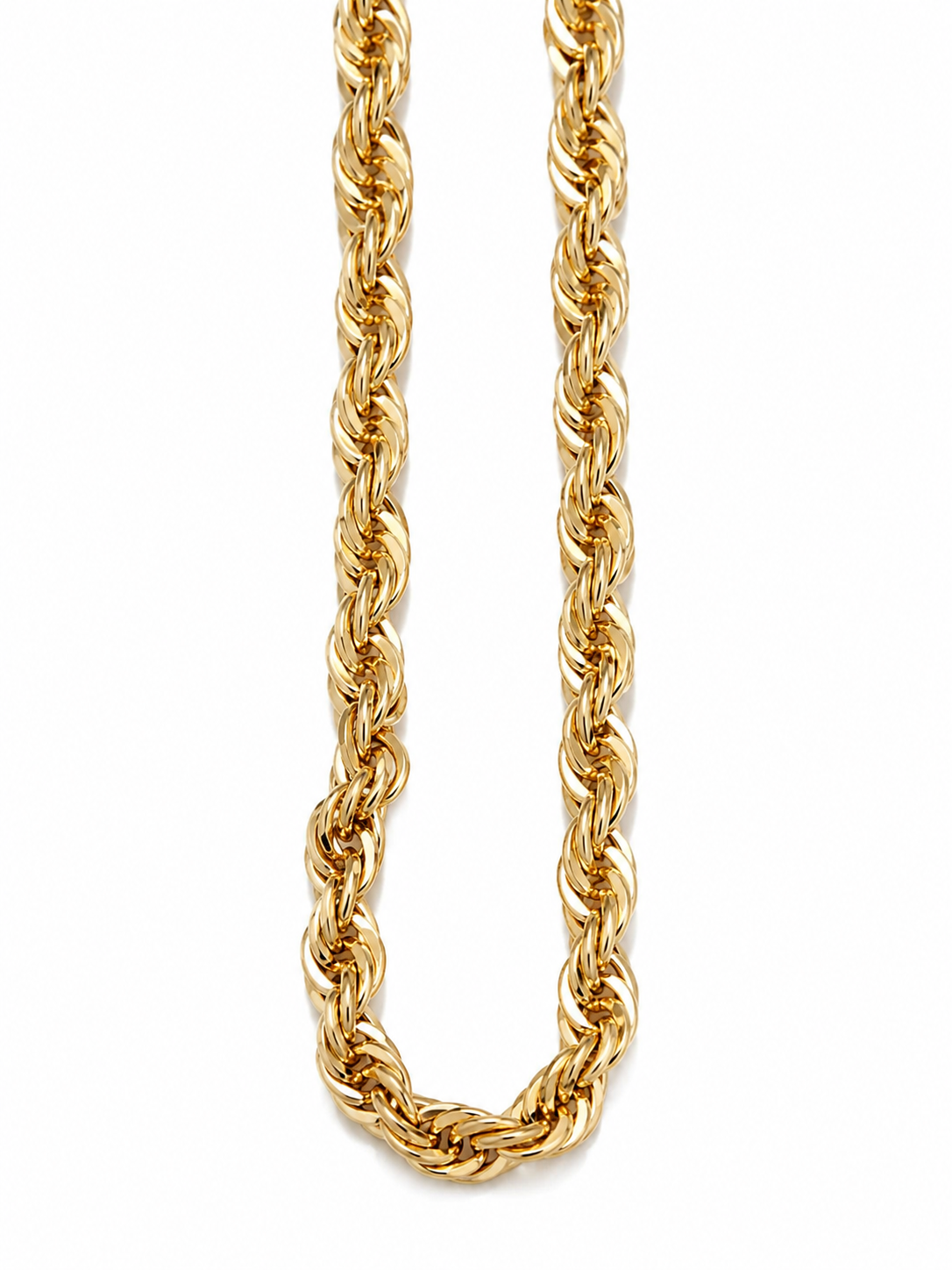10KT Solid Yellow Gold Diamond Cut 2 MM Rope Chain