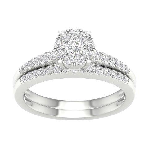 14K White Gold Ladies Diamond Bridal Ring Set With 0.50Ct Round Diamonds