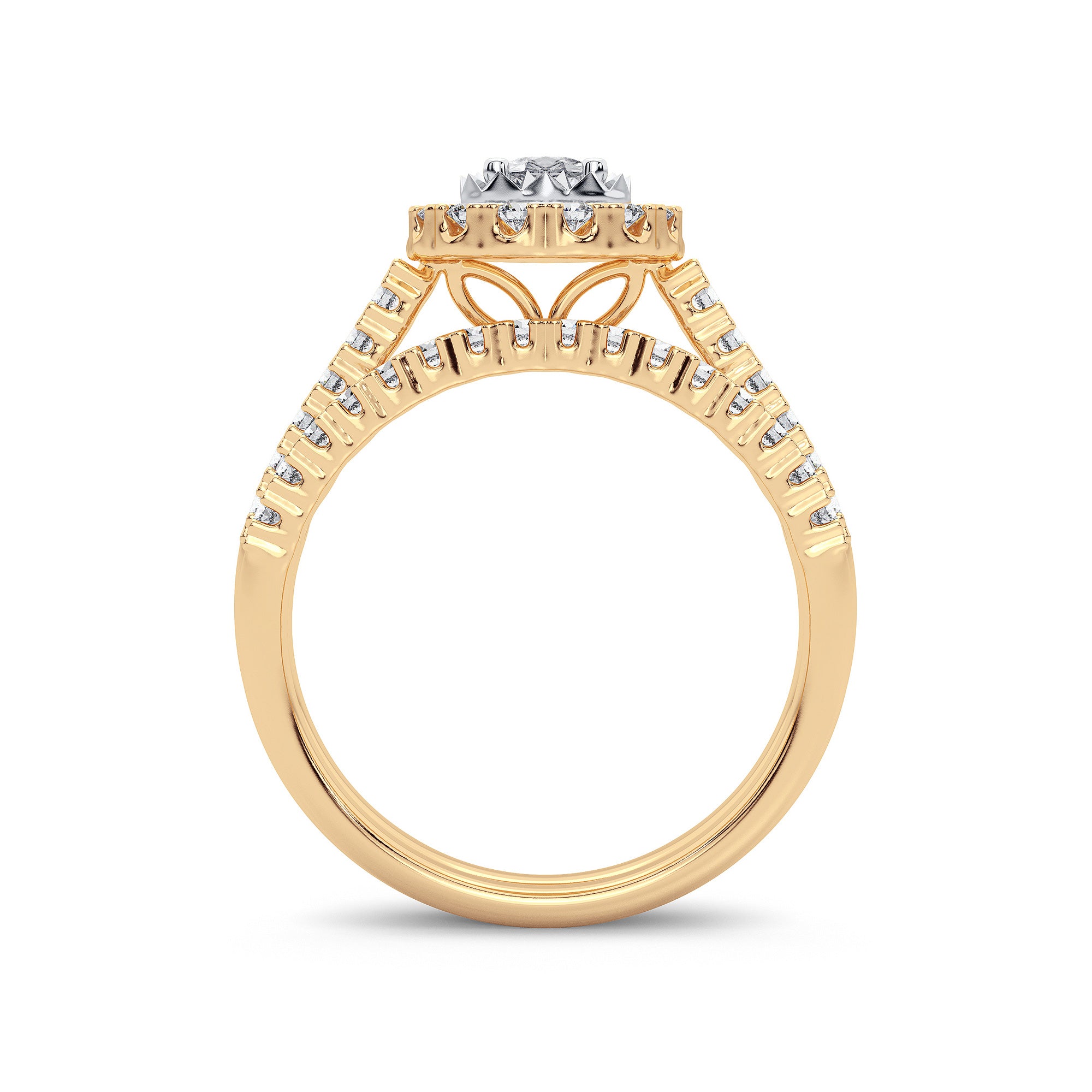 14K Yellow Gold Exquisite 1.05Ct Diamond Bridal Ring