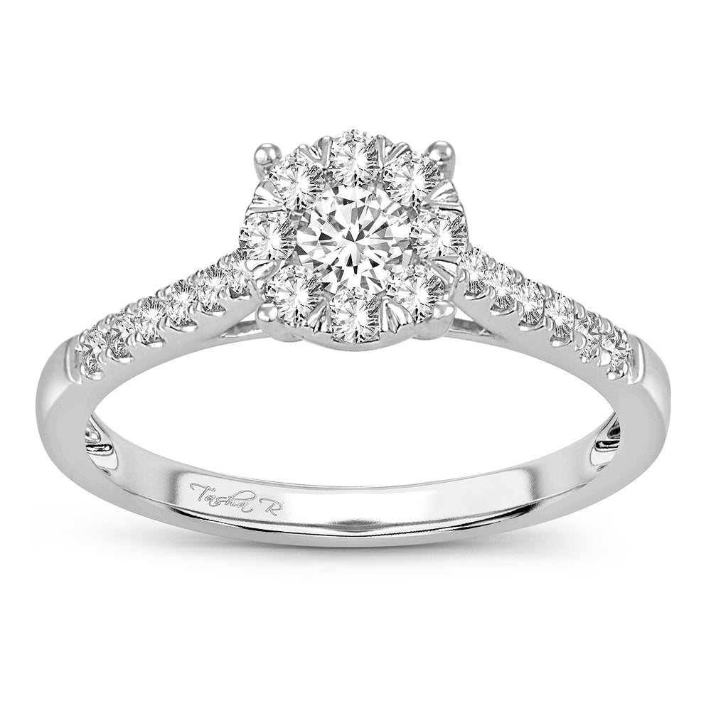 14K White Gold Elegant 0.50Ct Diamond Ring