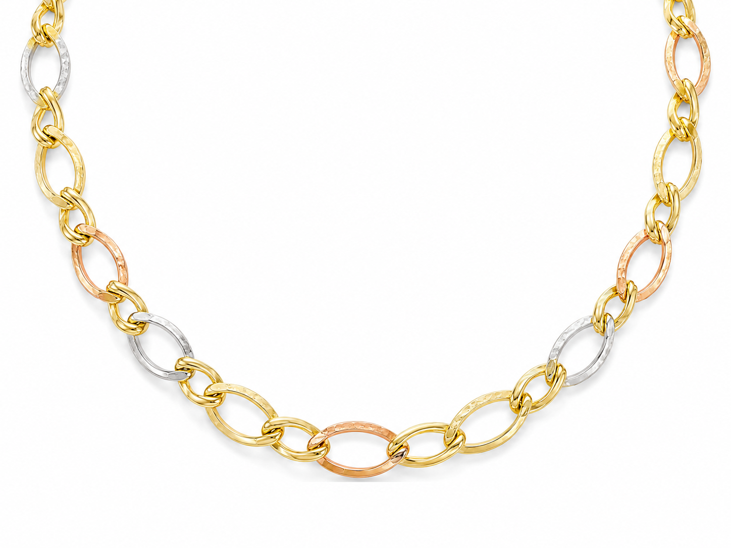14KT Tri-Tone 9.5 MM Designer Open Link Chain