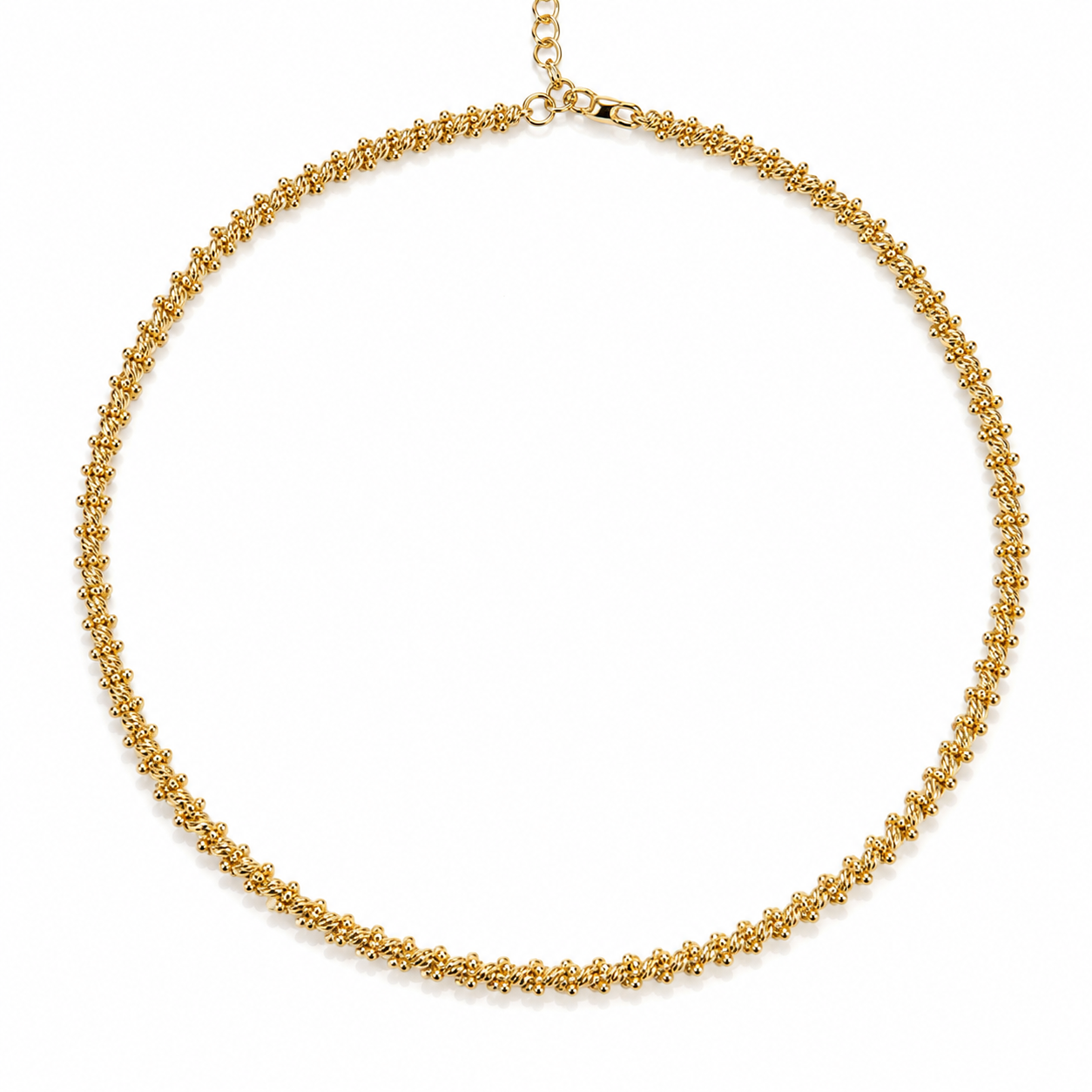 14KT Yellow Gold Diamond Cut Bead Choker Necklace