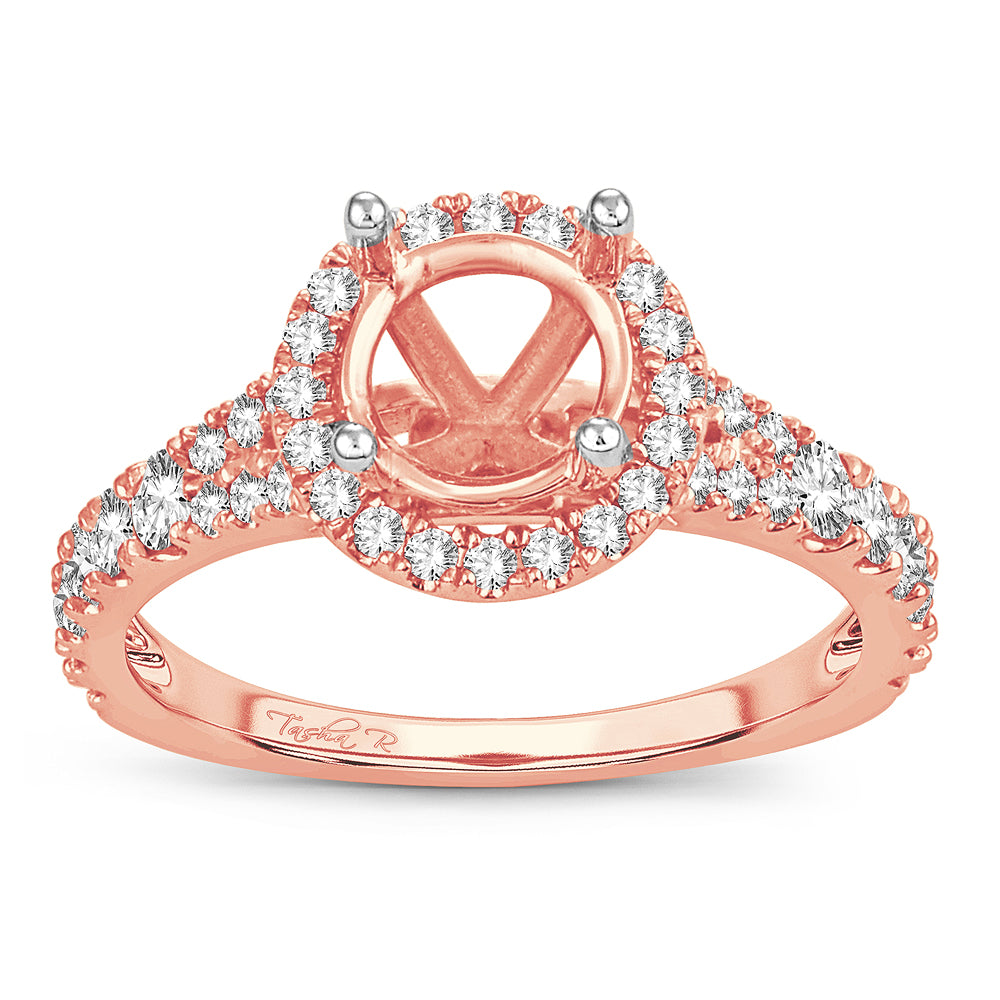 14K Rose Gold Dazzling 0.58Ct Diamond Semi-Mount Ring