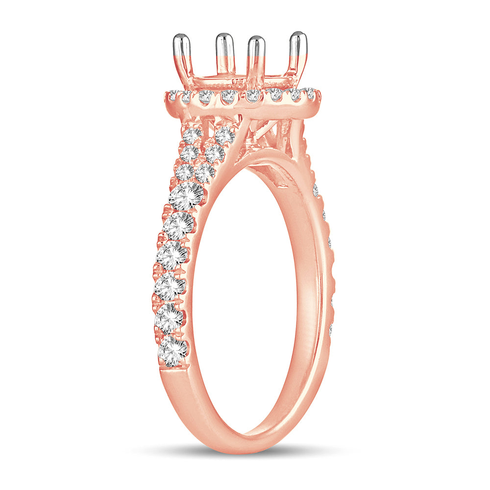 14K Rose Gold Dazzling 0.58Ct Diamond Semi-Mount Ring