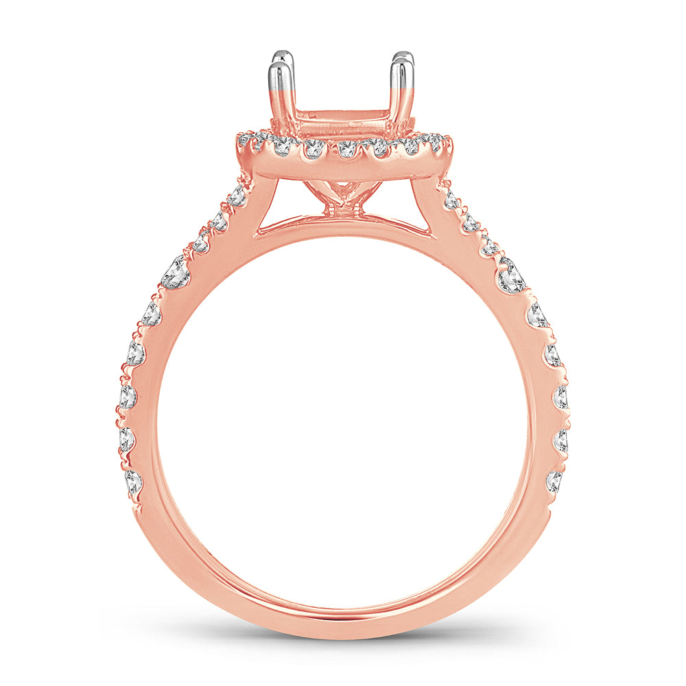 14K Rose Gold Dazzling 0.58Ct Diamond Semi-Mount Ring