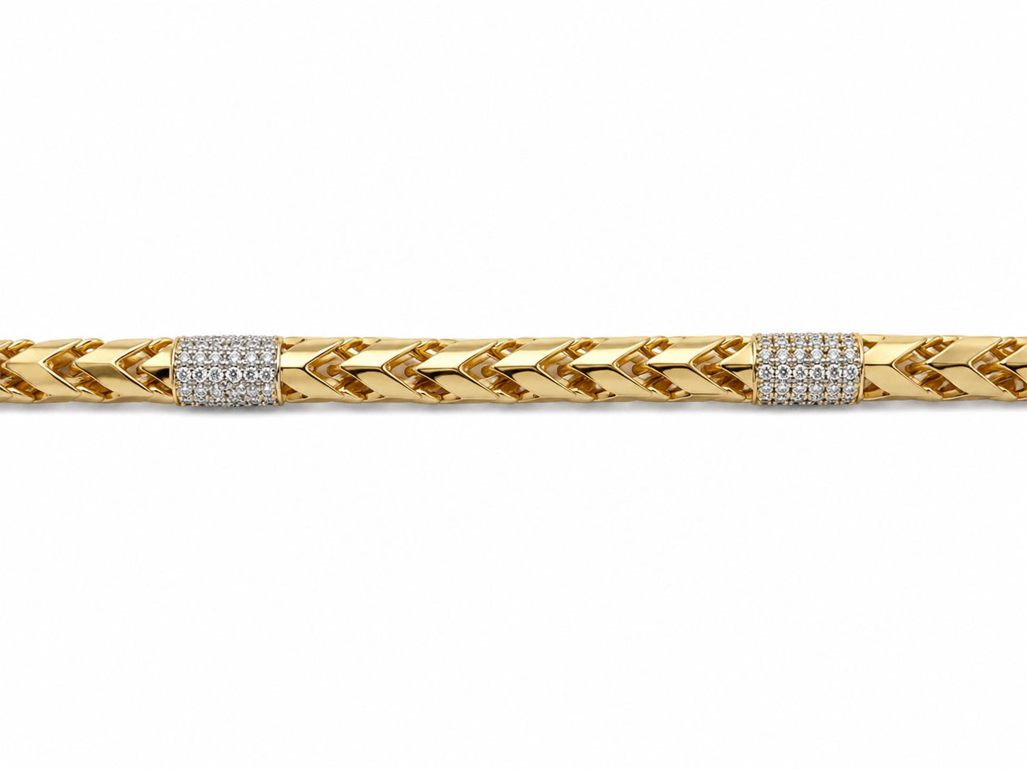 14KT Yellow Gold 6 MM Cubic Zirconium Bullet Link Necklace