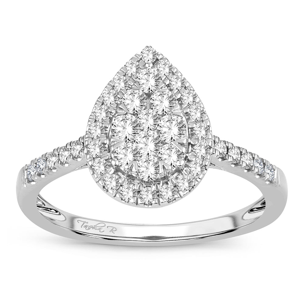 14K White Gold Exquisite 0.50Ct Diamond Ring