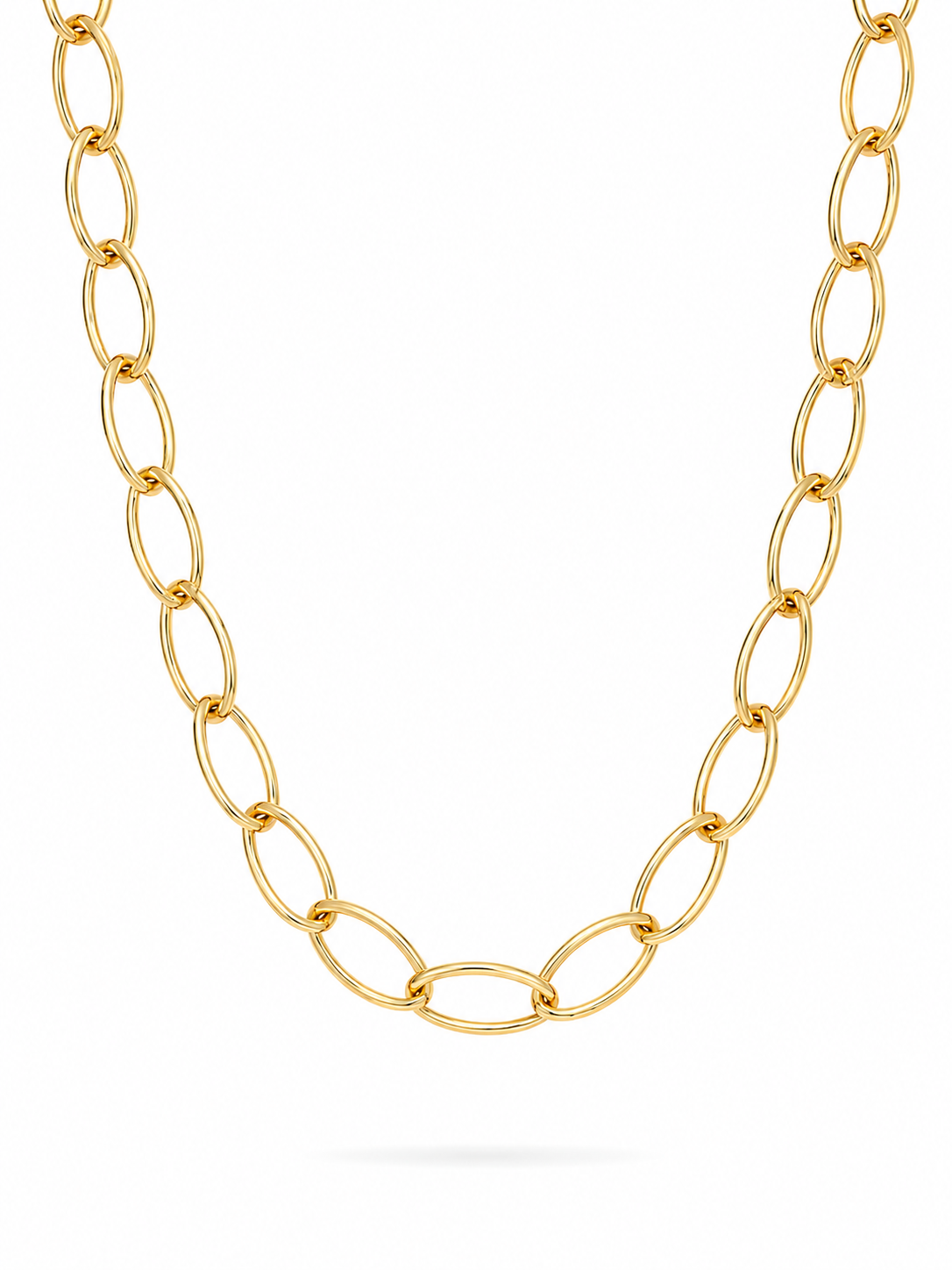 14KT Yellow Gold 9 MM Cubic Zirconium Open Link Necklace