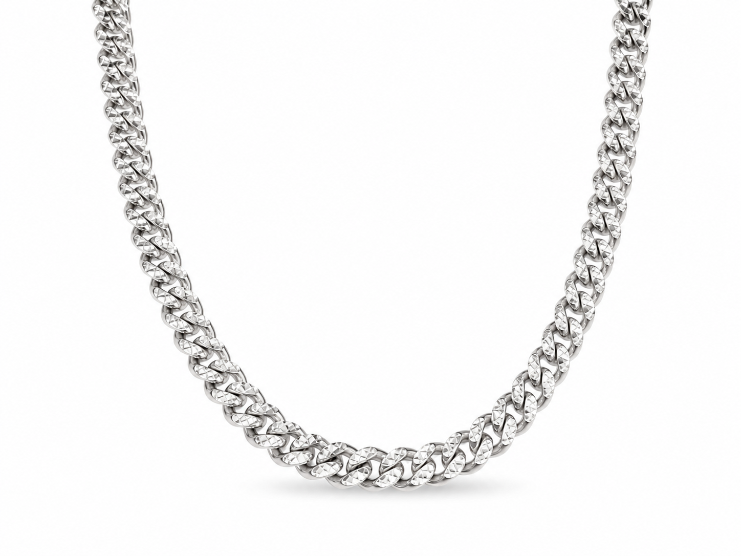 10KT White Gold 7 MM Diamond Cut Monaco Chain