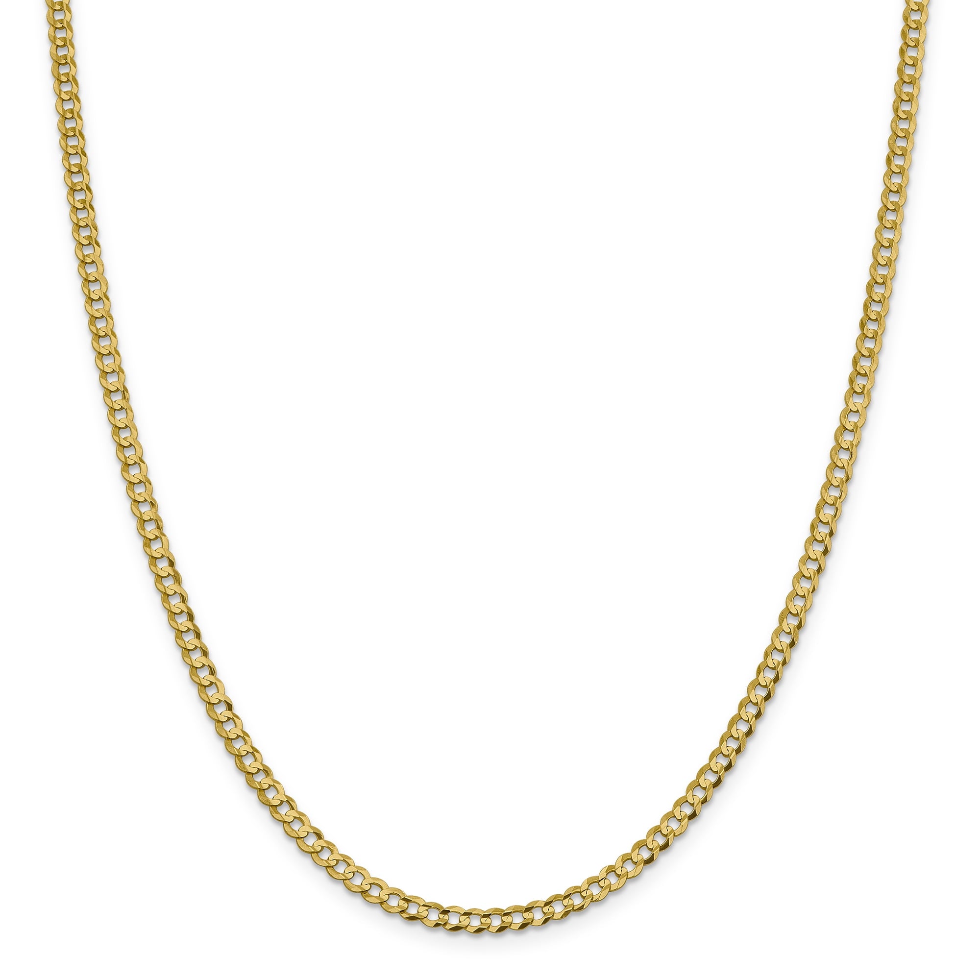 14K 24 Inch 3.7Mm Lightweight Flat Cuban With Lobster Clasp Chain