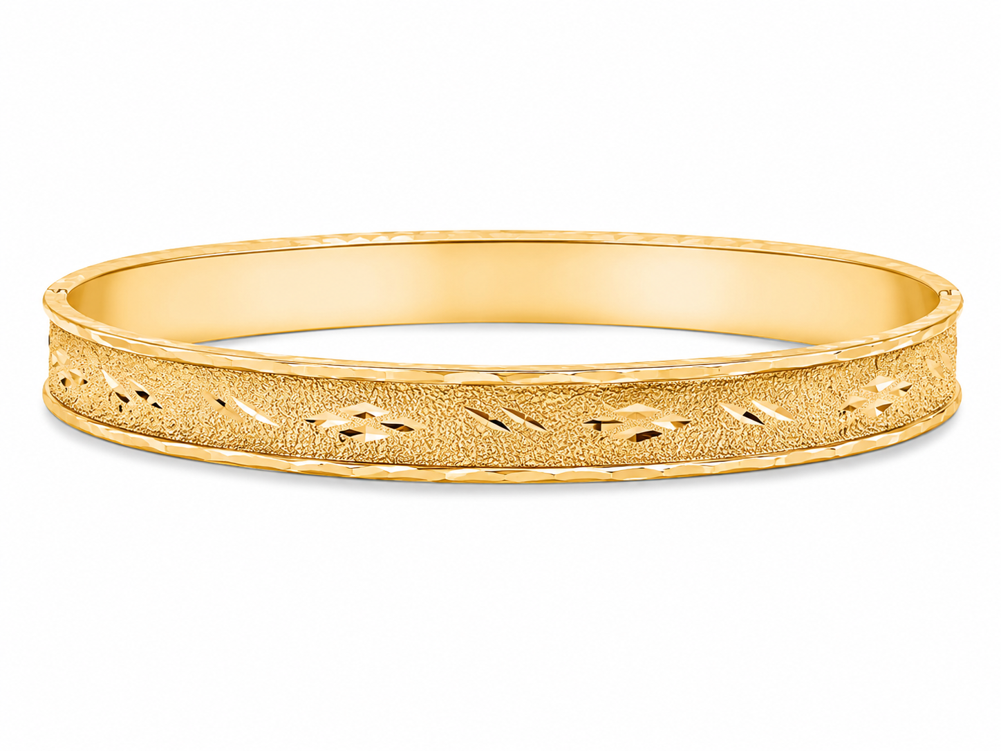 10KT Yellow Gold Embossed Bangle Bracelet