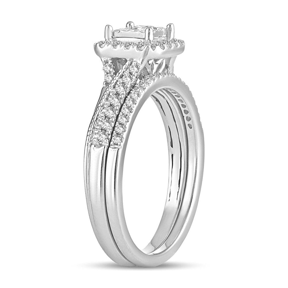 14K White Gold Beautiful 0.50Ct Diamond Bridal Set