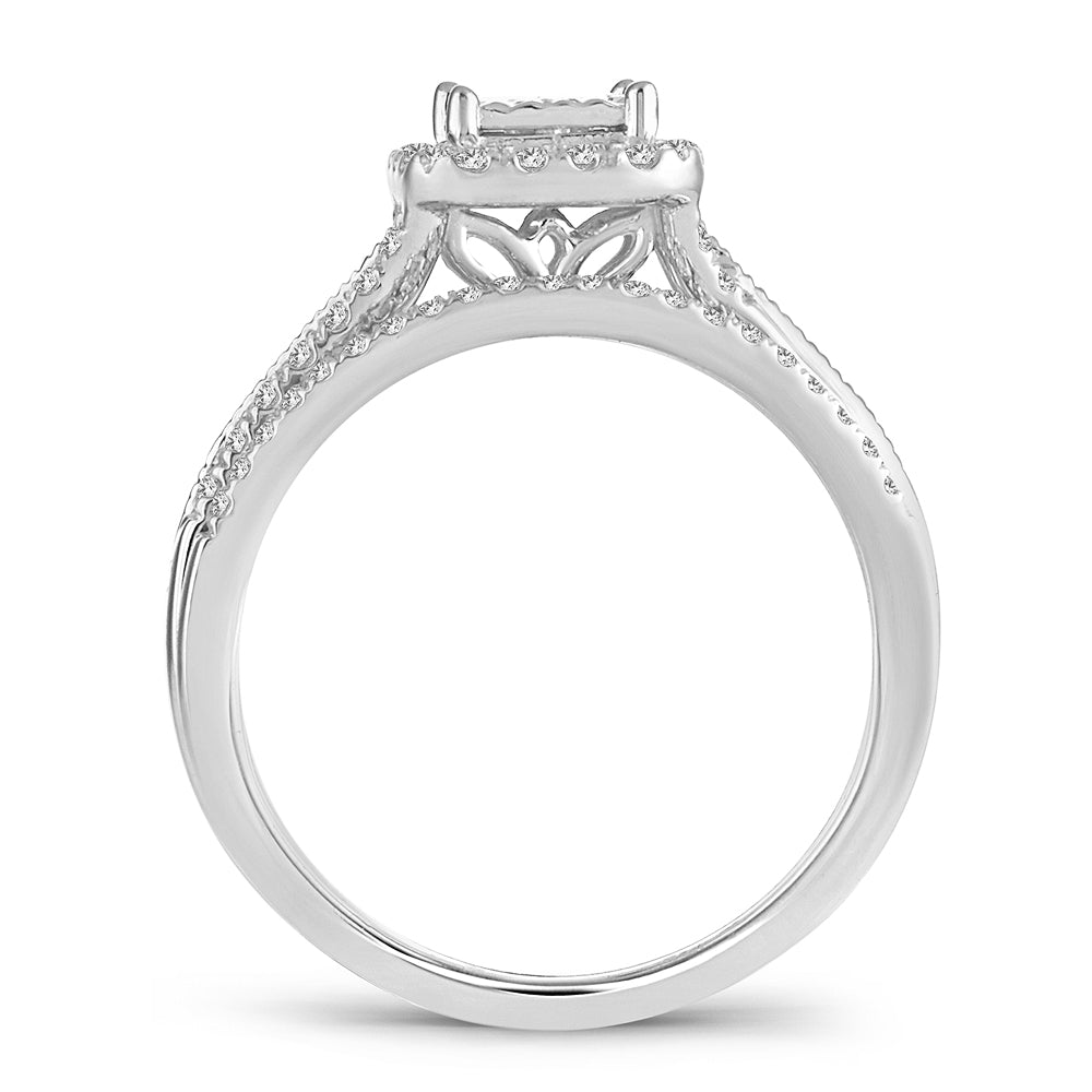 14K White Gold Beautiful 0.50Ct Diamond Bridal Set