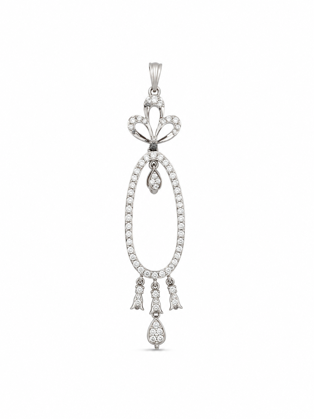 22KT White Gold Cubic Zirconium Drop Pendant [A7B0]