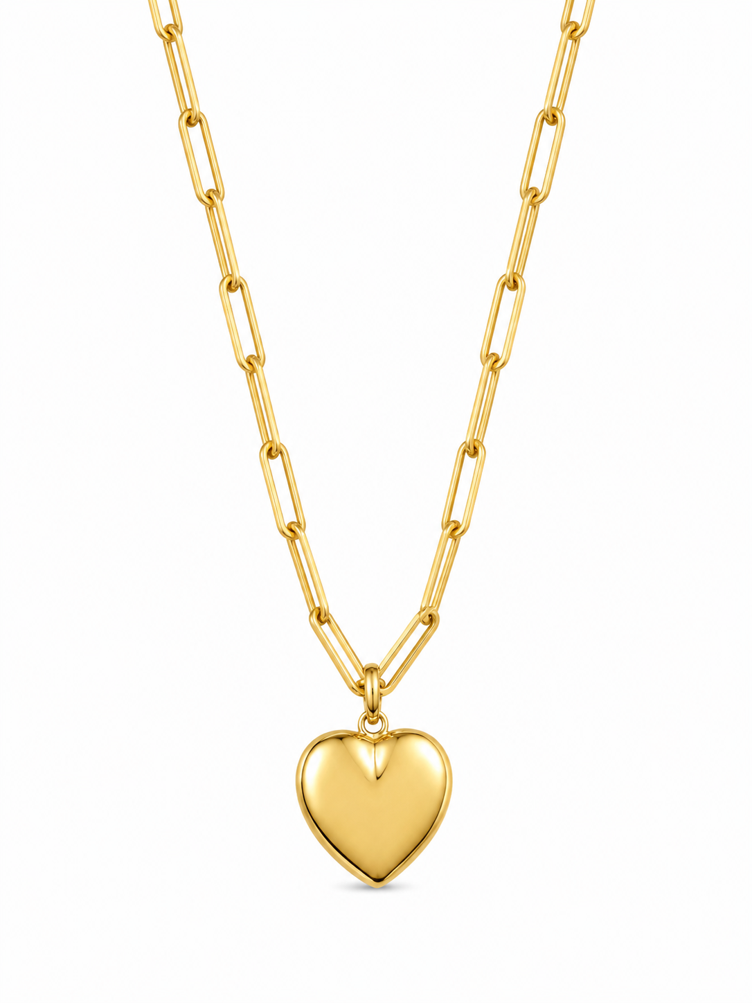 14KT Yellow Gold 3.5 MM Paper Clip Heart Necklace