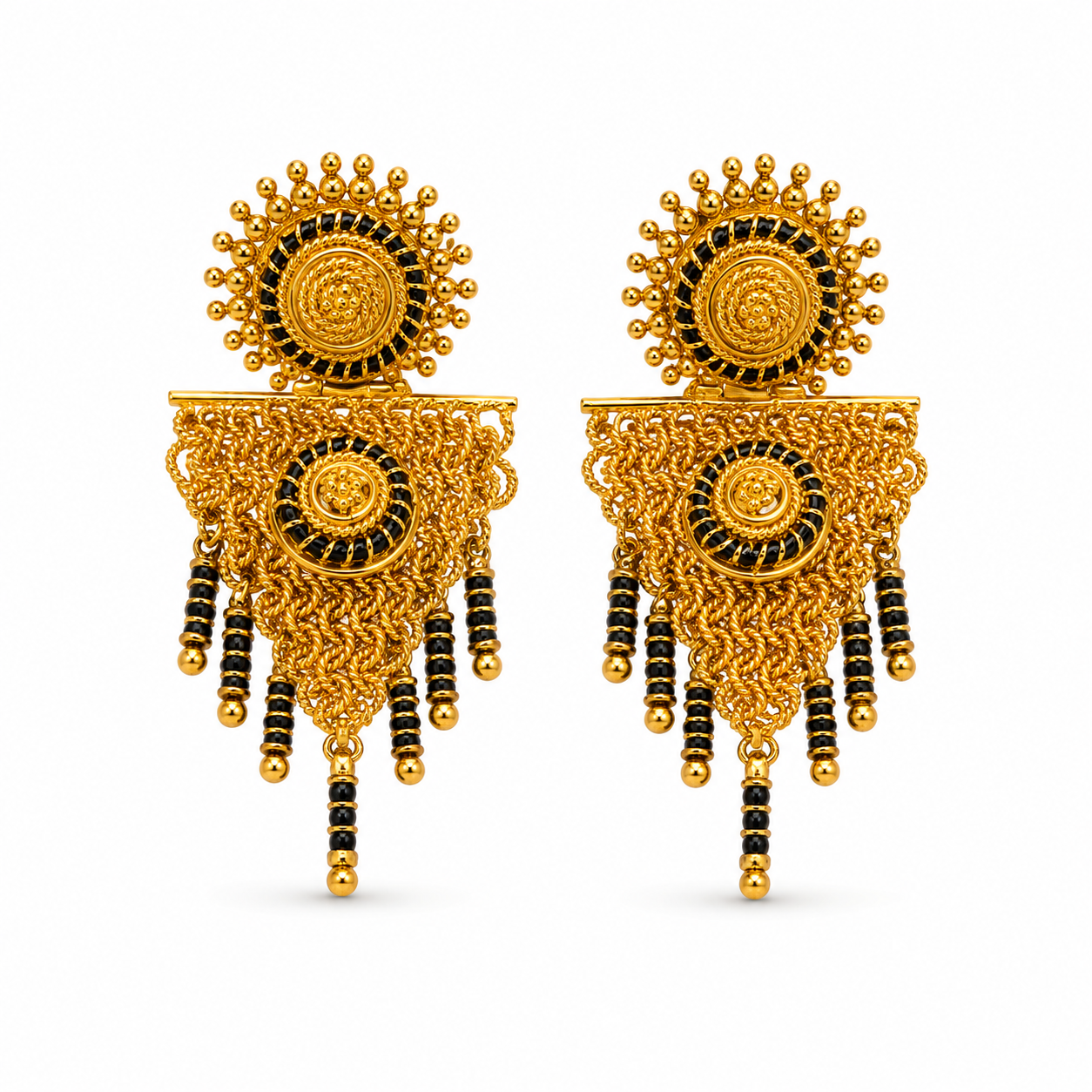 22KT Yellow Gold Filigree Dangle Earrings
