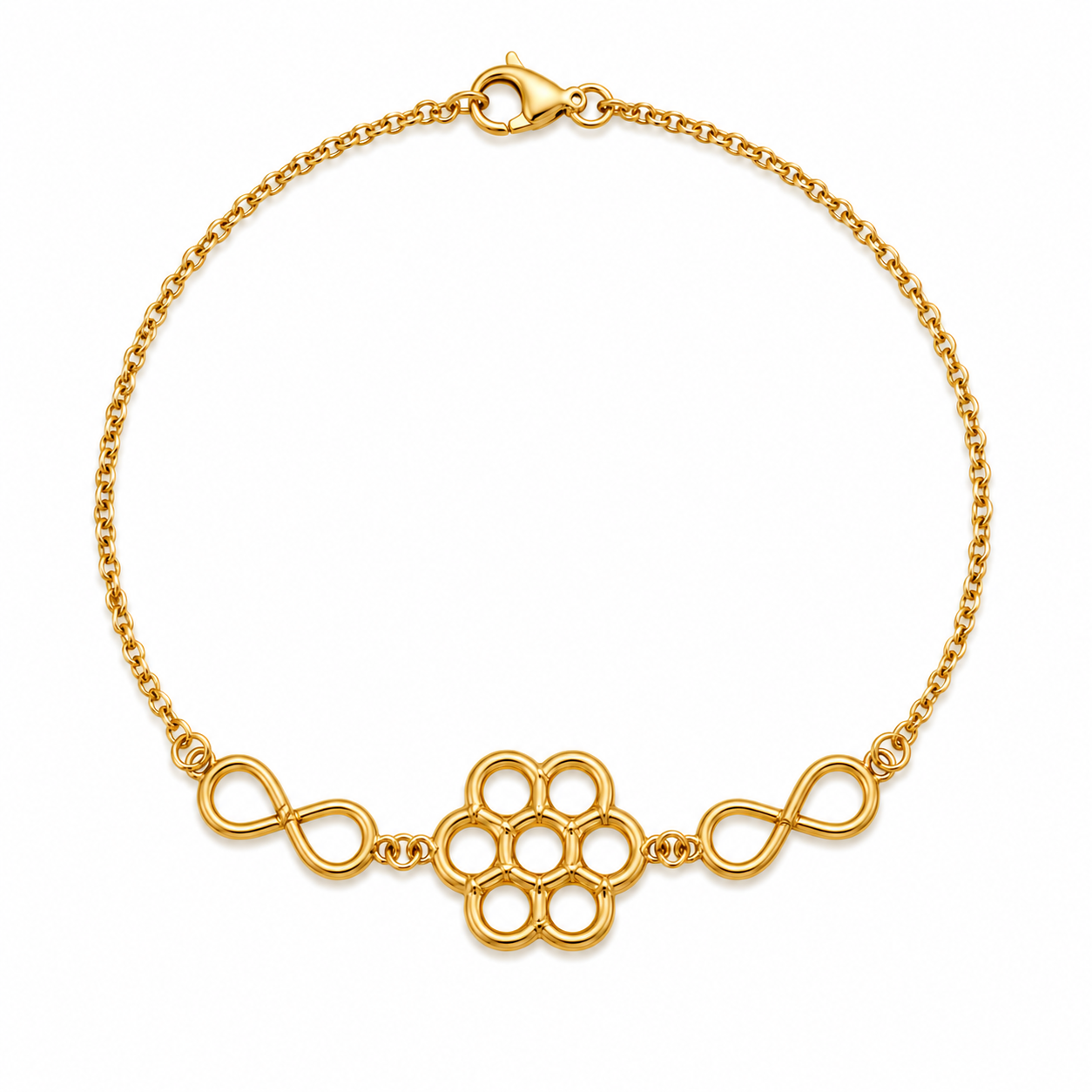 21KT Yellow Gold Infinity Style Bracelet