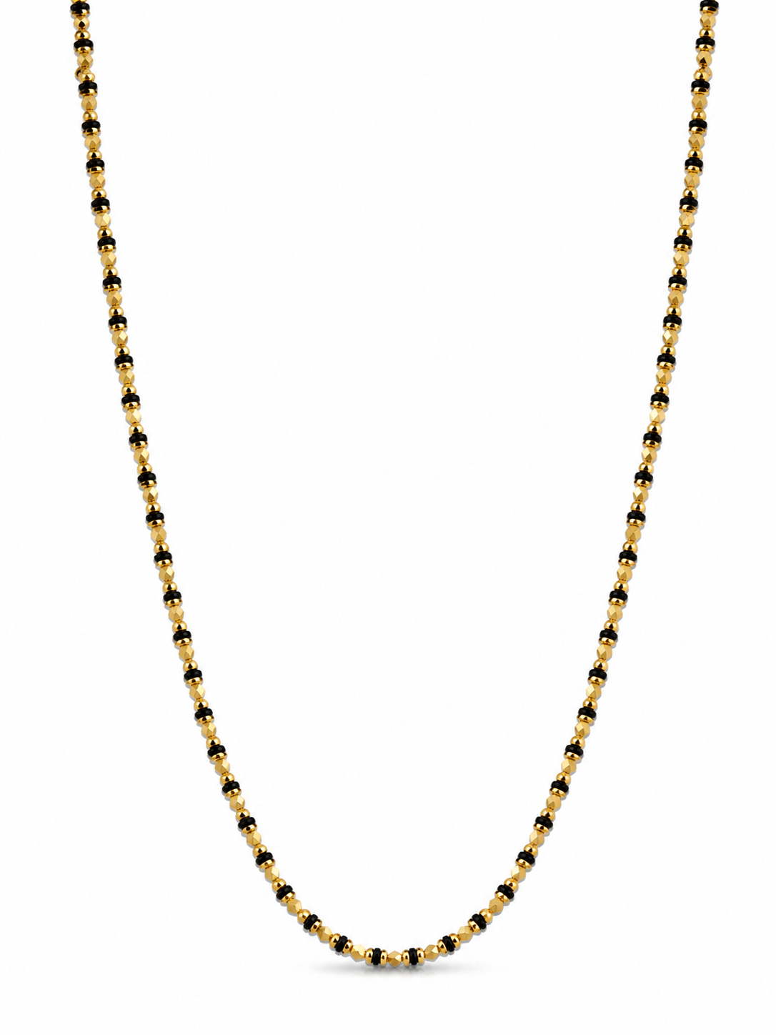 22KT Yellow Gold 3 MM Black Bead Necklace