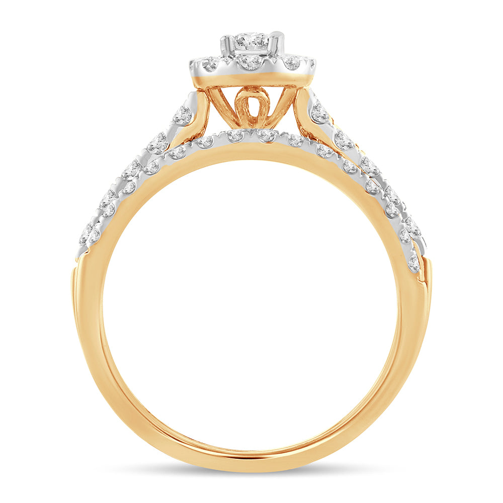14K Yellow Gold Dazzling 1.00Ct Fancy Cut Bridal Ring