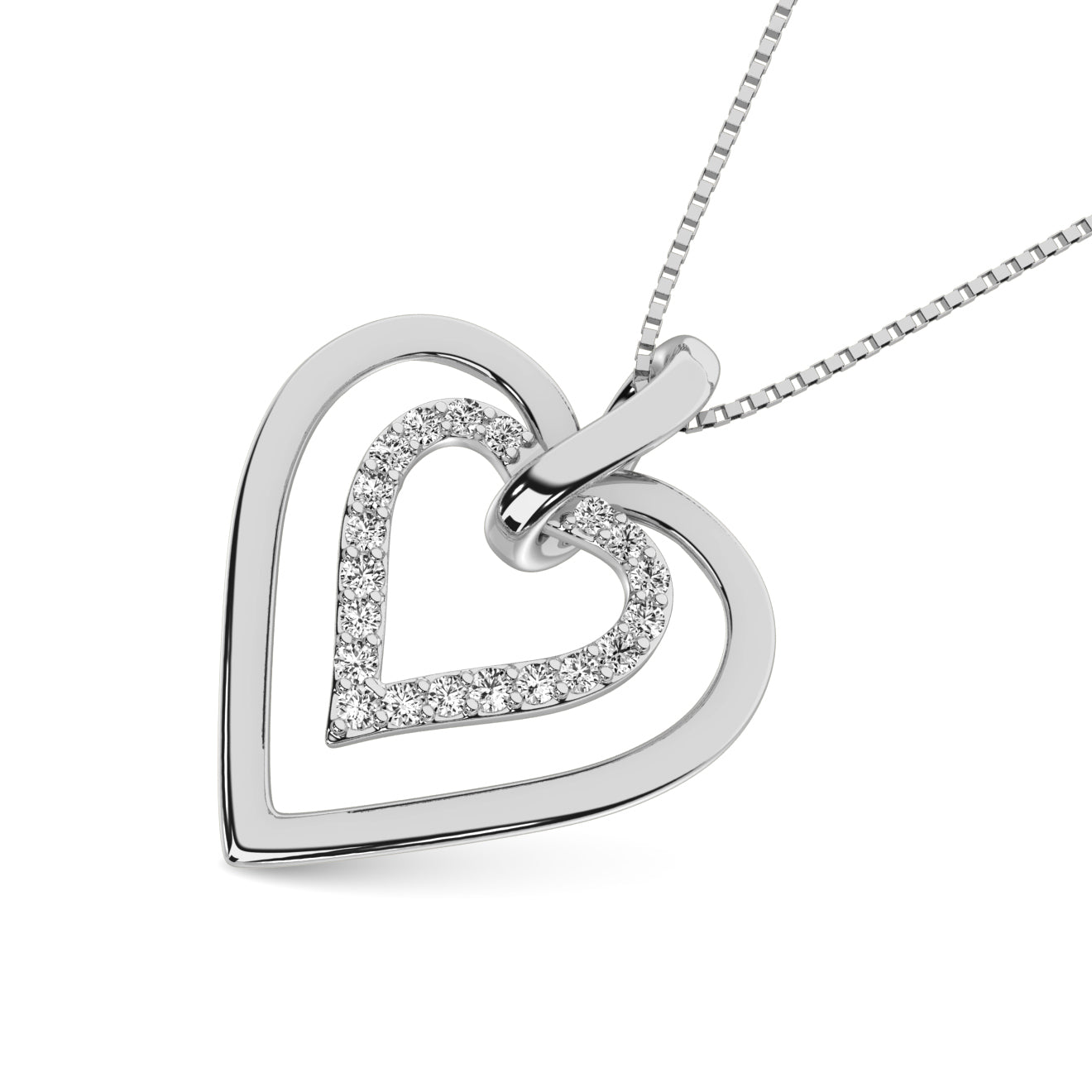 Diamond 1/10 Ct.Tw. Heart Pendant In 10K White Gold