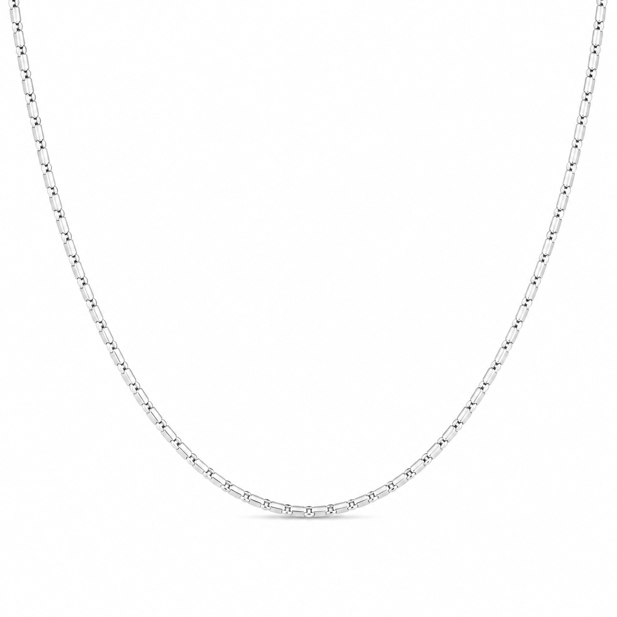 10KT White Gold 1.5 MM Flat Oval Link Chain