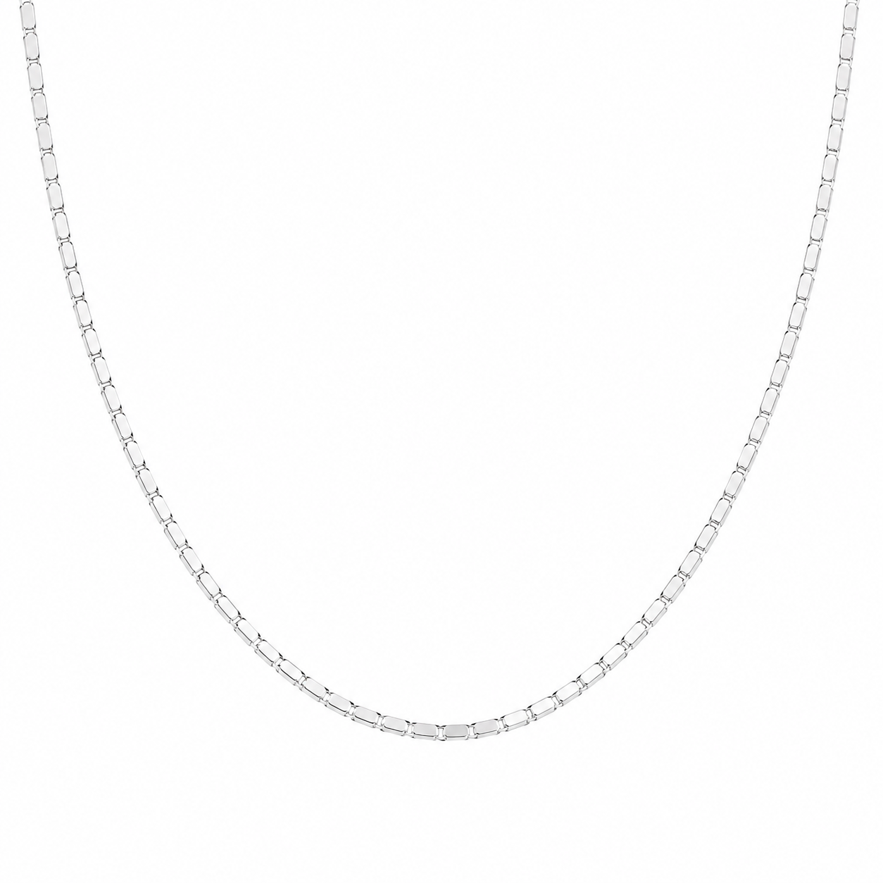 10KT White Gold 2 MM Flat Oval Link Chain