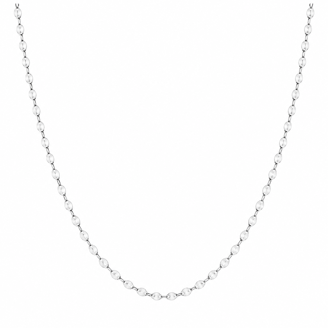 14KT White Gold 2 MM Flat Oval Link Chain