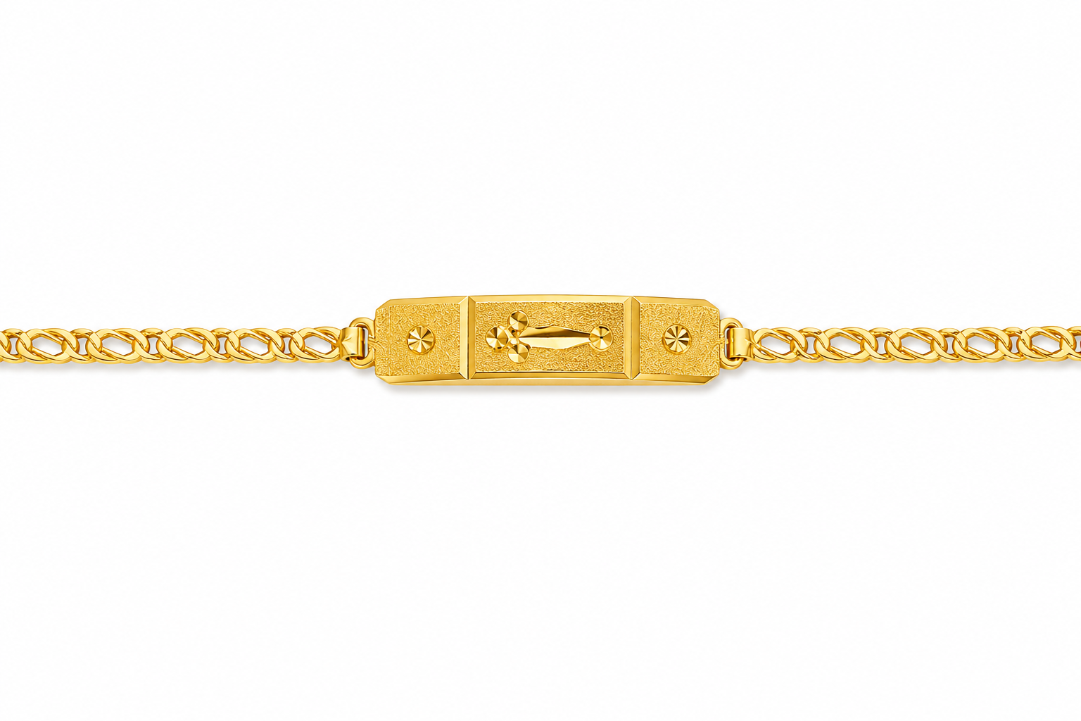 22KT Yellow Gold 3 MM Kids ID Plate Bracelet