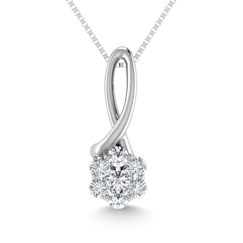 Diamond 1/6 Ct.Tw. Cluster Pendant In 10K White Gold